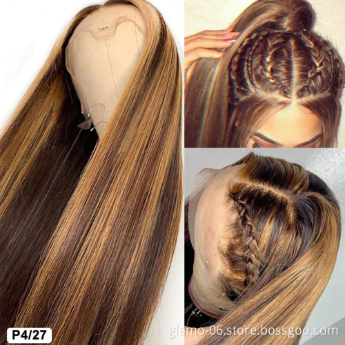 Factory Customized Any Texture Color Human Hair Wig Highlight Color Cuticle Aligned Virgin Hair Transparent13x4 Lace Front Wigs